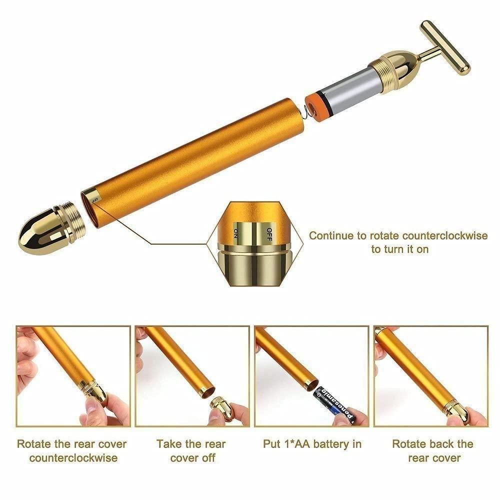 24K Gold Beauty Bar – Electric Facial Massager for Glowing Skin ™