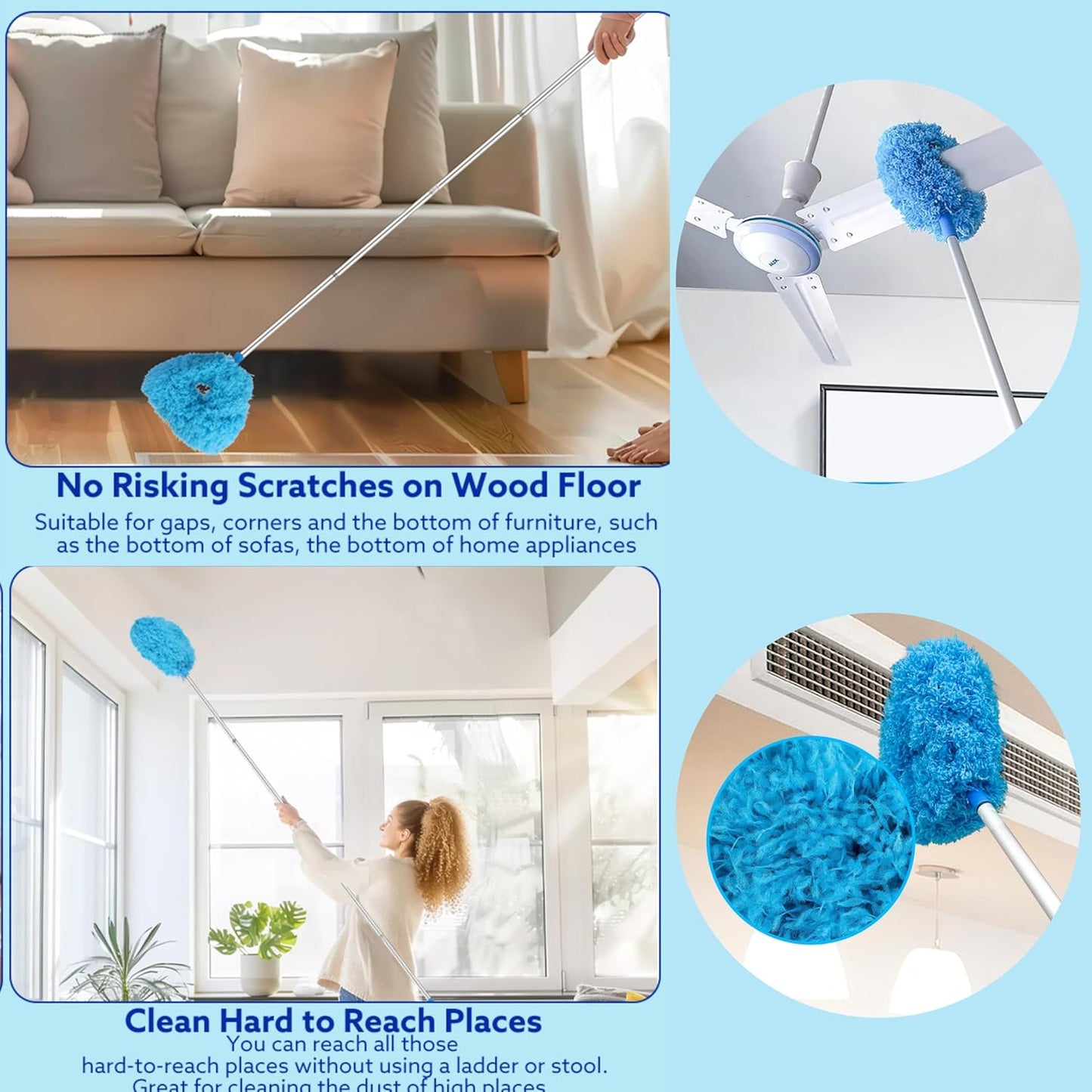 Extendable Microfiber Duster | Washable & Bendable for Ceiling Fans & Furniture ™