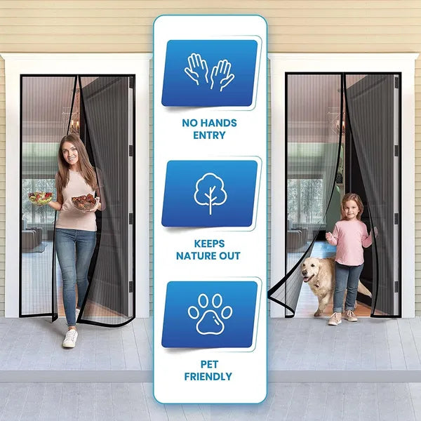 Magnetic Mosquito Net Door – Foldable Mesh, Hands-Free Closure